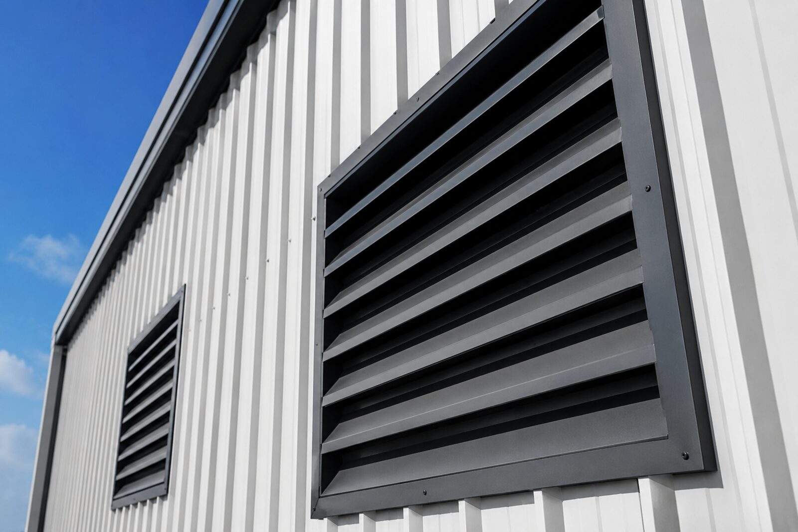 Colorbond architectural louvres fabricated and installed by King Fabrication